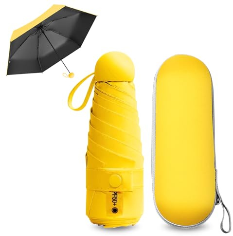 FANSEZQ Kapselschirm, Mini Schirm, Regenschirm, Regenschirm, 6 Rippen Mini-Uv-Schirm, Kleiner Kompakter, Tragbarer Taschenschirm Für Männer Und Frauen