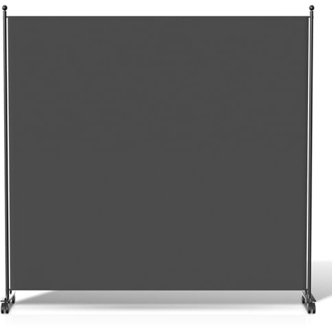 Peviasot Paravent auf Rollen 187x181cm - Raumteiler 1 Teilig Anthrazit für Homeoffice, Balkon Indoor Sichtschutz | Spanische Wand Freistehend (Anthrazit)