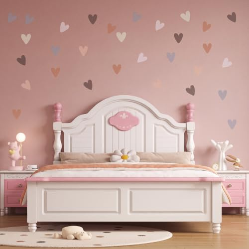 IUSOT 72 Wandtattoo Herzen Kinderzimmer Mädchen Boho Wandsticker Set | Babyzimmer Deko Pastell Matt Aufkleber Möbel Kompatibel mit IKEA Trofast Wandaufkleber Wanddeko