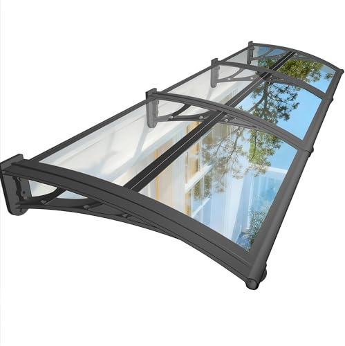 NacstarHome Marquesina Puerta Exterior 80x90cm, Transparente Policarbonato Sólido Resistente Toldo para Puertas Ventanas Entrada, Tejadillo Protección contra Sol y Lluvia