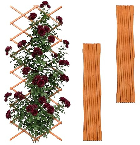 Relaxdays Rankgitter ausziehbar, 3er Set, 310x90 cm, Holz, orange | Wandmontage, Rankhilfe Kletterpflanzen, Holzgitter