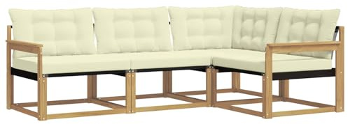 vidaXL Outdoor-Sofagarnitur mit Kissen 4 pcs Weiß und Creme, Garten Loungeset, modernes Outdoor Sofa, langlebige Möbel, stylische Terassen-Sitzgelegenheiten, ideal zum Entspannen