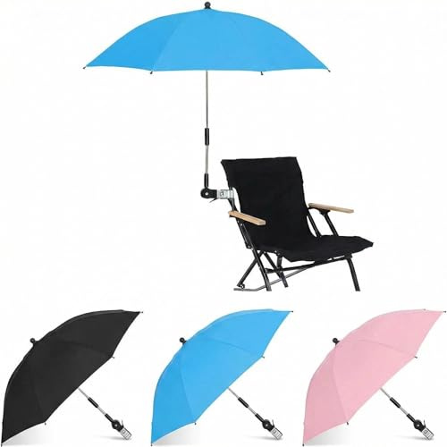 Chair Umbrella with Clamp, Universal Adjustable Sun Shade, Portable Sun Shade Umbrella for Patio, Beach, Folding Chairs, Strollers, Wheelchairs,Golf Carts