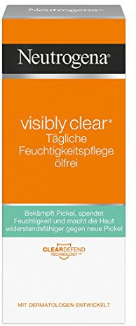 Neutrogena Visibly Clear Tägliche Feuchtigkeitspflege Ölfrei, Klärende Feuchtigkeitscreme mit Salicylsäure für das Gesicht für Tag und Nacht, 1er Pack (1 x 50 ml)