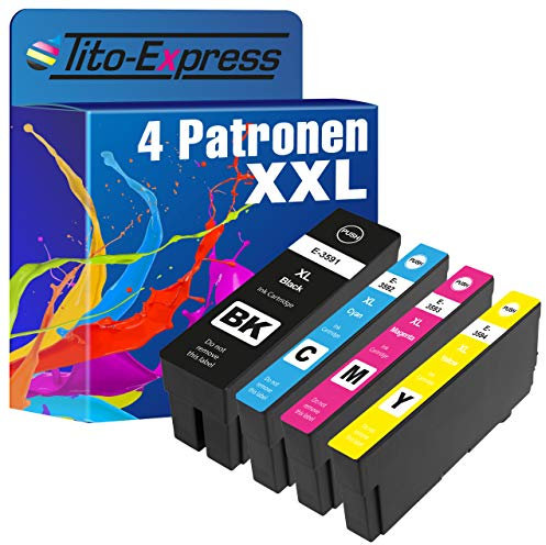 Tito-Express PlatinumSerie 4 Tintenpatronen XXL kompatibel mit Epson T3591 T3592 T3593 T3594 35 XL Workforce Pro WF 4700 4720DWF 4720 4725DWF 4730DTWF 4735DTWF 4740DTWF