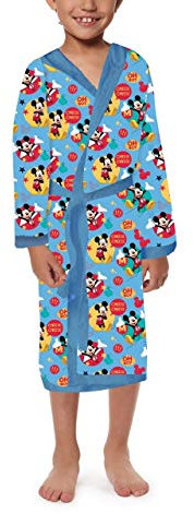 Boys Girls Kids Official Disney Hooded Soft Dressing Gown Bathrobe Bath Robe (Mickey Mouse, 6-8 Years)