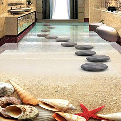 Custom Photo Wallpaper Beach Stone Mural Bathroom 3D Floor Tiles PVC Self Adhesive Waterproof Creative Home Decor Floor Sticker-430 * 300cm