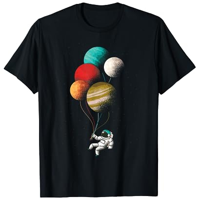 Astronaut Planeten Ballons Weltall Astronomie Universum Spaß T-Shirt