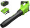 Greenworks Souffleur axial sans balais 40 V (550 CFM / 130 MPH) avec Batterie USB et Chargeur 4 Ah