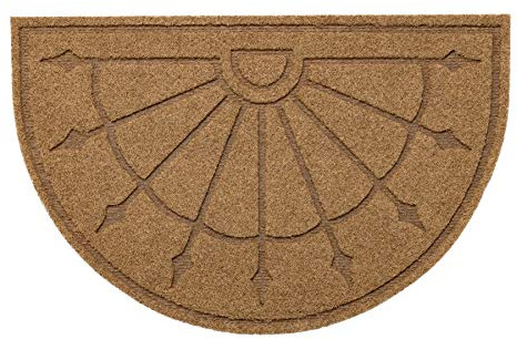 rugsx Fußmatte Patio 1099 Halbkreis rutschfest, Türmatte - Türvorleger - Fußabstreifer - Fußabtreter, Außen, Innen, Gummi - beige 50x77 cm