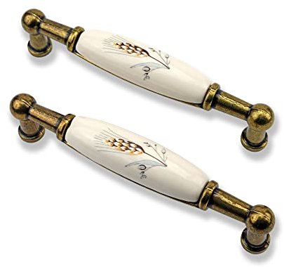 Mprofi MT 10 X Tiradores para Muebles-Manijas para Armarios de Cocina-Manijas para Armarios de Ropa-Manijas para Cómodas-Manijas de Cajón-Manijas Estilo Rústico de Porcelana 96mm