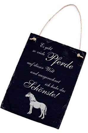 Schild Schiefertafel - Das schönste Pferd Island Pferd - Stalltafel Türschild 16x22cm