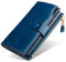 FORRICA Portefeuille Femme Cuir Véritable Porte Monnaie À Glissière Poche à Monnaie Grande Capacite Porte Cartes Long Dames Portefeuille avec RFID Blocage Bleu