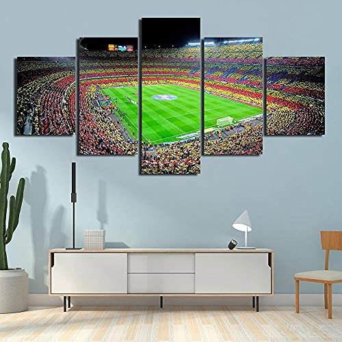 MPPSU Spanien-Fc-Barcelona-Sport-Fußball Wanddekoration Wohnzimmer Leinwandbild Jugendzimmer Poster Set Modern 5 Teiliges Wandbild Bedroom Decor XXL Bilder Mit Rahmen 150 * 80cm