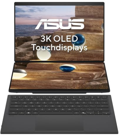 ASUS Zenbook Duo 14 UX8407AA-SN469X | Laptop | Ultra 9 386H | 32GB |1TB | Intel Core Ultra 9 386H, 14 Zoll OLED WQXGA+ Touch, 32GB RAM, Zenbook Duo 14, Moher Gray, 1TB SSD, Windows 11 Pro