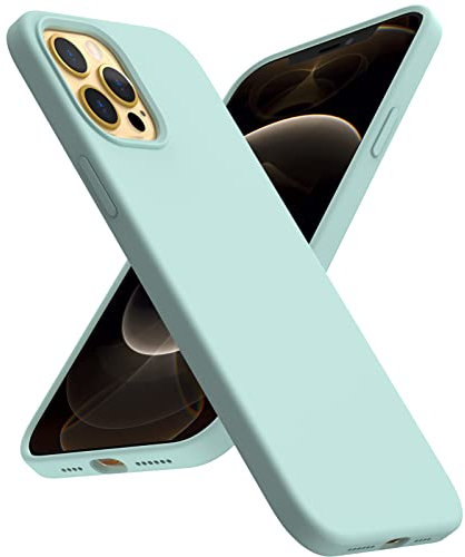 ACRONIX Liquid Silicone Case Compatible with iPhone 12 Pro Max 6.7 inch, 3 Layers Full Body Protective Covered Soft Gel Rubber Case Cover with Microfiber Lining-Mint Green