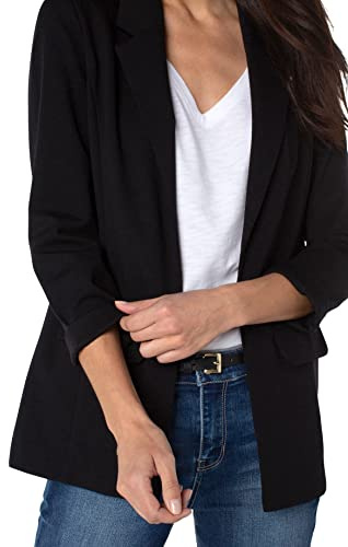 Liverpool™ Los Angeles Boyfriend Trendy Blazer with Princess Darts – Blended Polyester – Front Pockets Black LG One Size