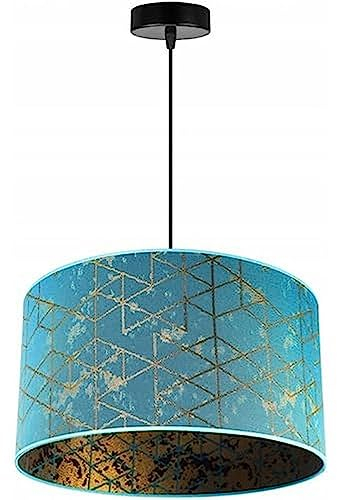 Light-Home Werona Elegant Hängelampe - Modern Deckenlampe für Wohnzimmer Schlafzimmer und Esszimmer - Pendelleuchte aus Metall mit Classic Lampenschirm - Blau - 23x40 cm