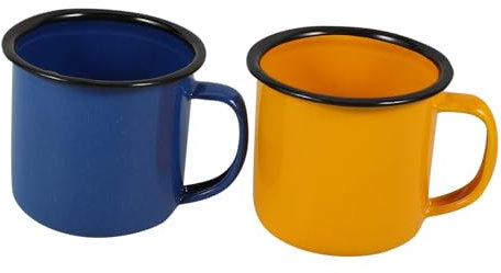 Yardwe Camping Tasse 2 Stücke Emaille Becher Emaille Camping Becher Set Groß Als Teetasse Kaffeetasse Suppe Mugmetallbecher Reisen Tassen für Kaffee Oder Tee Emaille Tasse