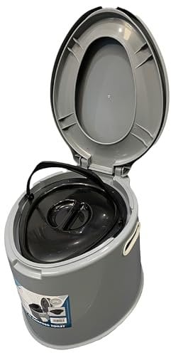 Vanilla Leisure Light Weight Large 6L Compact Portable Camping Toilet Potty Loo with Washable Basket and Toilet Roll Holder for Home Campervan Caravan Picnic & Festivals