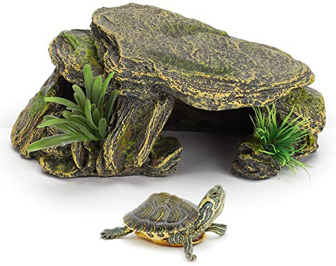 Restokki Schildkröte Basking Plattform Reptilien Lebensraum zum Verstecken von Fischen, Höhlen zum Verstecken von Zierfischen, Schildkrötenhaus, sicherer Hafen für versteckte Lebensräume