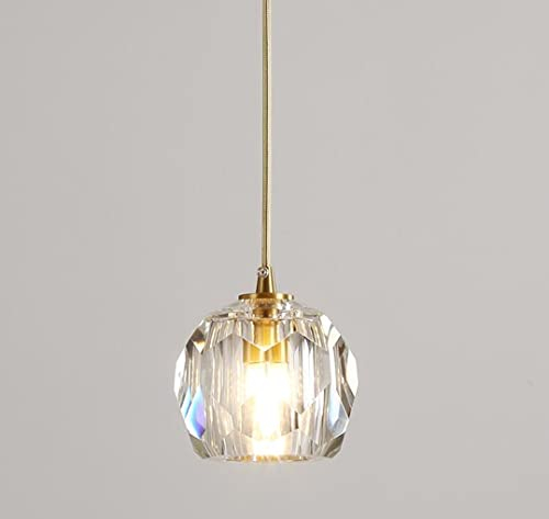 SXYSXYSXY LED Kupfer Pendellampe Moderne Kristallglas Design Pendelleuchte Schlafzimmer Nachttisch Hängeleuchten Hängelampe Kronleuchter G9*1 Höhenverstellbar Für Wohnzimmer Treppen 11 * 12cm
