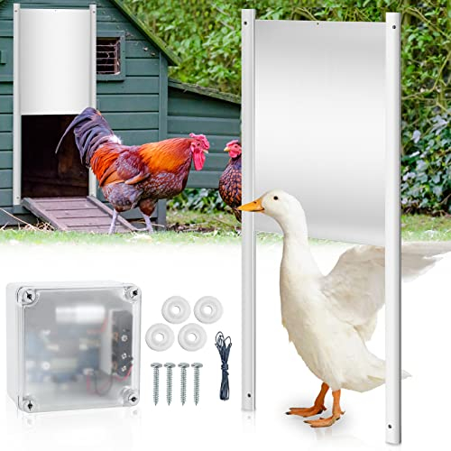 Yakimz Automatische Hühnertür Hühnerklappe mit Zeitschaltuhr & Lichtsensor Türöffner Multi-Modi-hühnerklappe Hühnerstall für Hühnerhaltung Hühner, Kaninchen, Enten