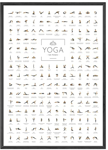 JUNOMI® Yoga Poster DIN A1 mit 168 Posen und Asanas, Yoga Zubehör für Studios und Übungen Zuhause, perfekte Yoga Geschenkidee, Yoga Übungen für Beginner und Profis | ohne Rahmen
