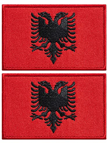 stidsds Aufnäher mit Albanien-Flagge, bestickt, albanische Flaggen, Militär, taktischer Aufnäher für Kleidung, Hut, Rucksäcke, Stolz, Dekorationen, 2 Stück