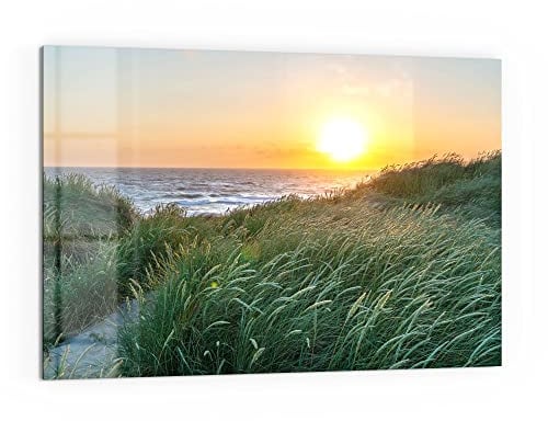 DEQORI Küchenrückwand Glas | Motiv Abendstimmung am Meer | 60x40 cm | Bad- oder Herd-Rückwand | Herdblende Spritzschutz für Küche & Badezimmer | Moderne Deko für Fliesenspiegel