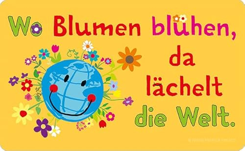 Rannenberg & Friends | Frühstücksbrettchen 'Wo Blumen blühen, da lächelt die Welt' | 23,5 x 14,5 cm | Brettchen mit Spruch/Motiv | als Geschenk oder selber behalten