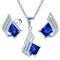 MŚ 1997 MENNICA ŚWIDNICKA 11 FARBEN Ohrringe Silber 925 mit Halskette Damen Set - Hochwertige Österreichische Kristalle und Zirkone - Schmuck Kette damen - Ohrringe Set mit Halskette (Saphir)