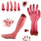AOUVT Accessoires de Mains et de Pieds Simulés pour Halloween, Décoration Mains et Pieds d'horreur, Accessoires Mains et Pieds Sanglants, Décoration D'accessoires de Main Coupée et de Jambe Cassée
