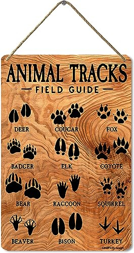 GIMIPATS Holzschild zum Aufhängen, lustige Tierspuren, Feldführer, Plankenschilder, Türschild als Geschenk für Freunde, Mutter, Vater usw., 20,3 x 30,5 cm