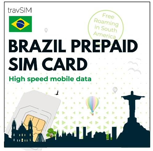 travSIM Brasilien SIM Karte | 6GB Mobile Daten bei 4G/5G Geschwindigkeiten | Kostenloses Roaming in Südamerika | Der Plan der Brasilien SIM Karte ist 30 Tage gültig