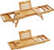 VIVAAS Bathtub Tray Bath Caddy Breakfast Tray Natural Bamboo Wood 2 in 1 Bath Tub Tray Bed Tray Expandable Luxury with Legs, Wine Glass Holder, Tablet Reading Stand, Phone Slot Present for Gift