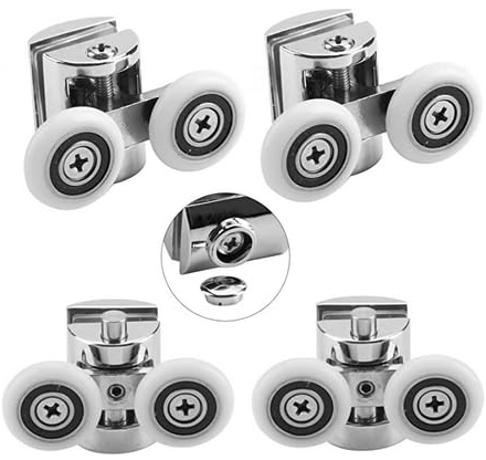 EGTink 4 Pcs Roulettes de Porte de Douche 23 mm pour Maison Roulettes de Rechange pour Porte de Douche Coulissante, Convient au Verre de 4 à 6 mm, Salle de Bain, Pièces de Rechange