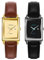 JewelryWe Uhren Damen Leder Rechteckig - 2pcs Elegant Datum Kalender Analog Quarz Armbanduhr Frauen Lässige Uhr mit Rechteckigem Zifferblatt und Schwarz/Braun Leder Armband