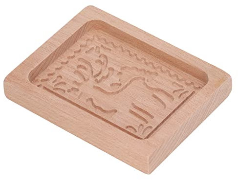 Geschnitzter Plätzchenausstecher aus Holz für die Küche, Lebkuchen, PR-Stempel, Prägung, Weihnachtsmütze, Form aus Geschnitztem Plätzchenausstecher aus Holz (Rentier)
