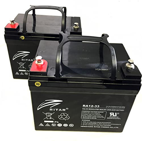 2X RITAR 12V 33-34AH MOBILITY SCOOTER BATTERIES, FULLY RECHARGEABLE