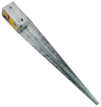 4 x Fence Post Holder Garden Arch Fruit Cage Support Drive Down Spike Pre-Drilled Galvanised for 50mm x 50mm posts, 450mm Spike Pre-Drilled (2 x 18) Eliza Tinsley Swiftpost, Pack of 4