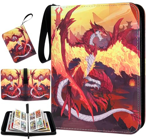 TAOPE Trading Card Binder 4 Pocket, 400 Pockets Card Binder Folder Compatible with TCG, MTG, Yu-Gi-Oh Cards, Collectible Card Album Holder with 50 Removable Sleeves for Boys Girls Collectors