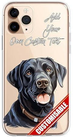 SmartGiftShop Personalised Custom iPhone Case Cute Dog Puppy Spaniel CLEAR Silicone Impact Case for iPhone 11 12 13 14 15 Ranges - CUSTOMISE ONLINE - Labrador 1
