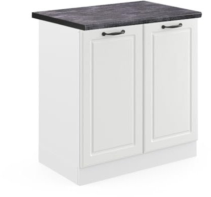 Vicco Spülenunterschrank R-Line, Weiß Landhaus/Weiß, 80 cm, AP Anthrazit