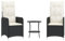 vidaXL Gartensessel mit Tisch 2 STK., Gartenstuhl Verstellbare Rückenlehne, Loungesessel für Garten Terrasse, Relaxsessel, Schwarz Poly Rattan