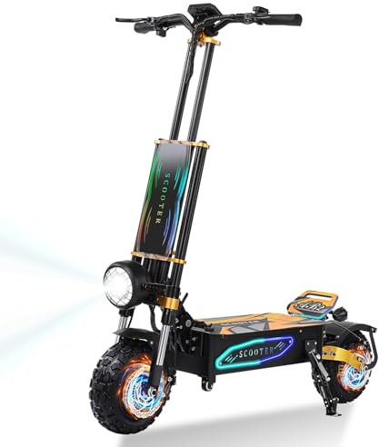 RAYI Trottinette Électrique pour Adulte AB2, Double Moteur De 11 Pouces, Batterie Au Lithium 60V 40Ah, Autonomie De 120 KM, Charge en 8 Heures, Trottinette Tout-Terrain Pliable, Déverrouillage NFC