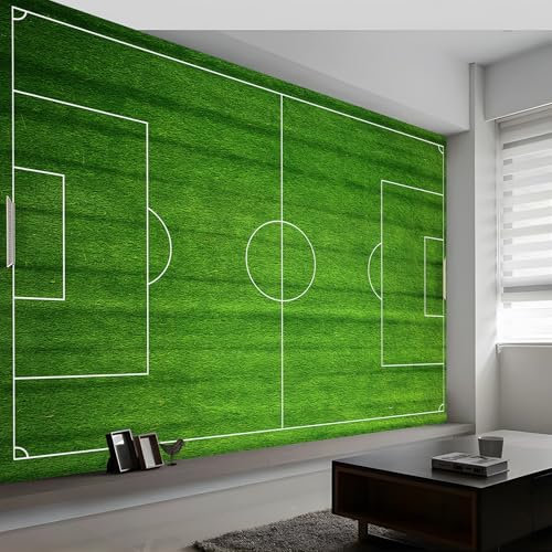 Murales da Parete Struttura Dell'Erba Verde Del Campo Di Calcio Carta da Parati, Verde Carta da Parati Murale, 200x140 cm (WxH) HD 3D Fotomurale Adatto per Soggiorno Camera da Letto Cameretta Ufficio