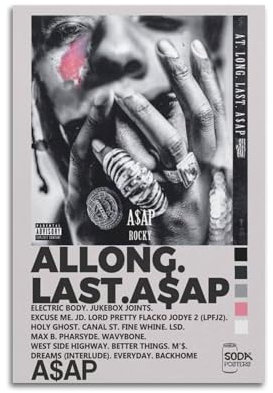VQIGGTSS ASAP Rocky At. Long. LastAlbum-Cover-Poster, Musikposter, Leinwand, Wandkunst, Poster, Schlafzimmer-Dekor, Jugendhaus-Dekor, Kunst, 30 x 45 cm, ungerahmt, 34