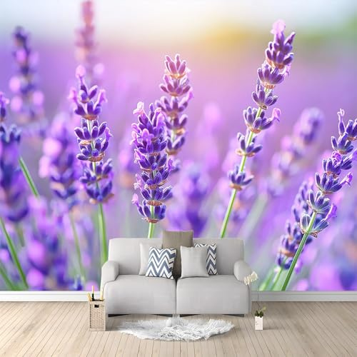 Wandtapete Blumen Lavendel Fototapete Lila Vliestapete für Büro Flur Schlafzimmer Wohnzimmer wand Dekoration 200 x 140 cm Panorama Poster wandbild tapete moderne wand Dekoration Design