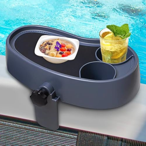 Hot Tub Table, Adjustable Hot Tub Tray with 2 Cup Holder, Stable, Heavy Duty, Nonslip Hot Tub Drink Holder for Bathtub Wall Thickness Of 3.5'' to 7.5''
